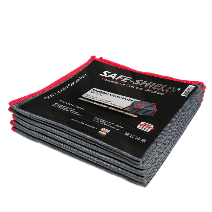 Safe-Shield Carbon microfibre towels with red edging
