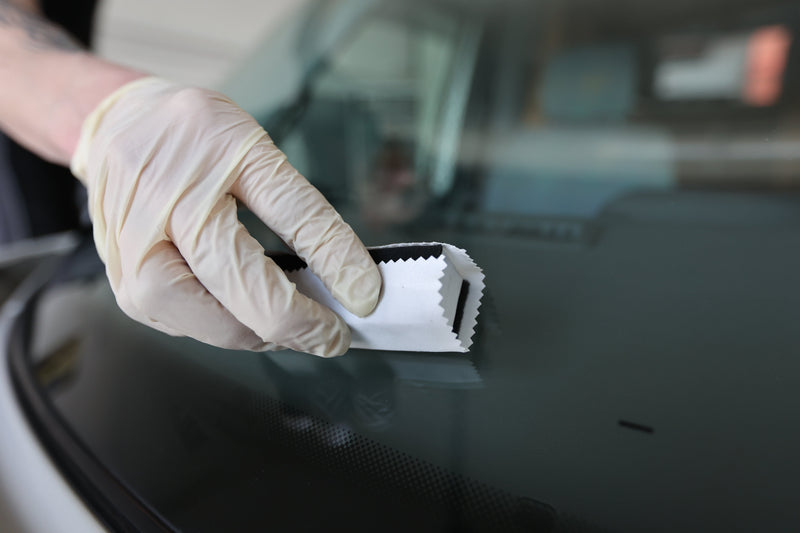 Glass-Coat being applied to a windscreen with an applicator