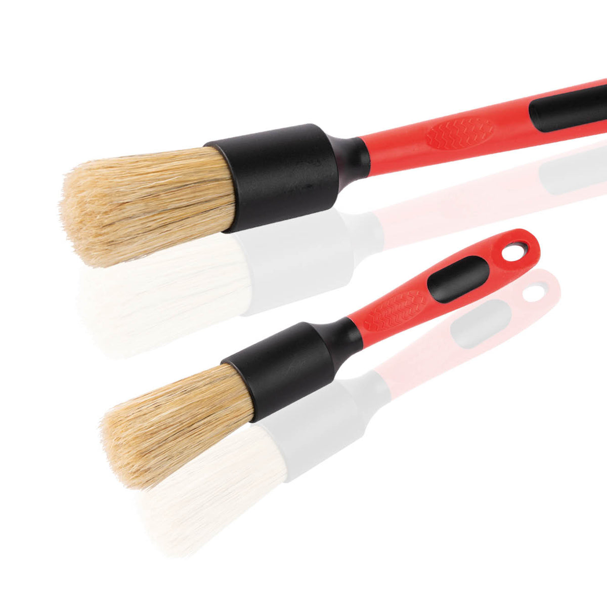 Safe-Shield yellow natural-bristle detailing brushes in two lengths