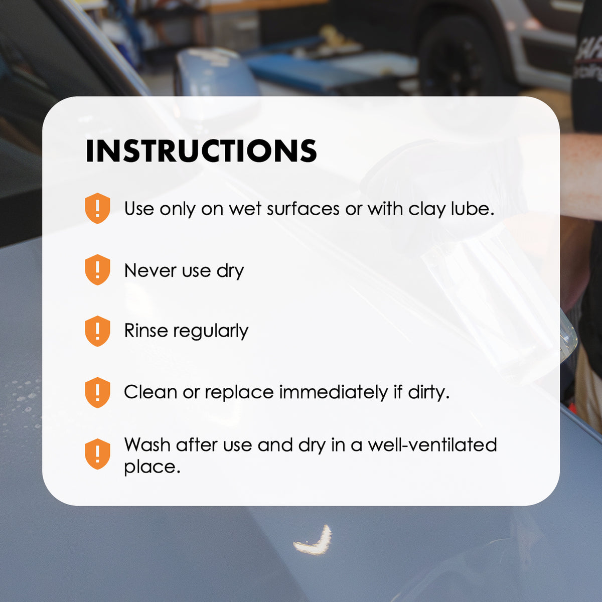 Safe-Shield Clay Sponge application and care instructions.