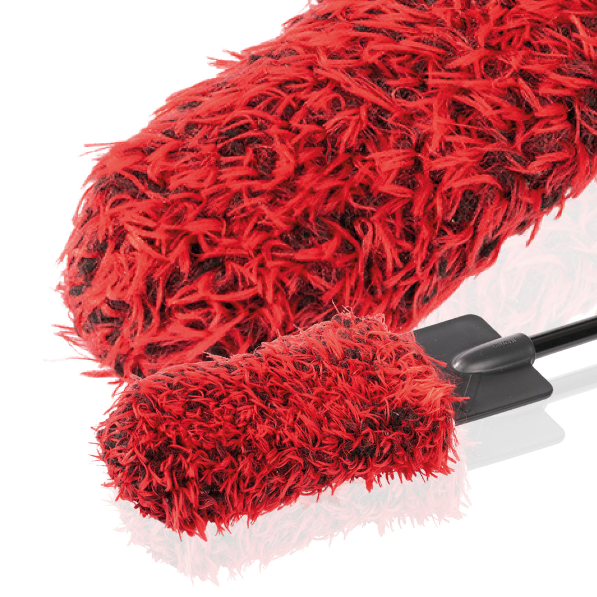 Safe-Shield flat wheel brush with red and black fibres