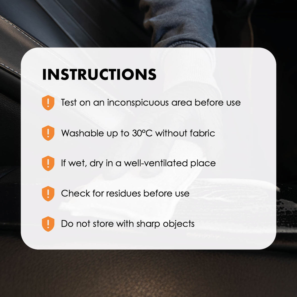 Care instructions for the Safe-Shield Scrub Pad interior cleaning sponge.